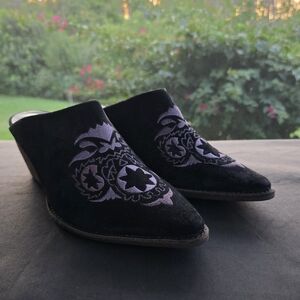 Diego di Lucca Embroidered Suede Mules
